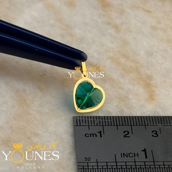 آویز طلا سواروسکی قلبی سبز زمردی